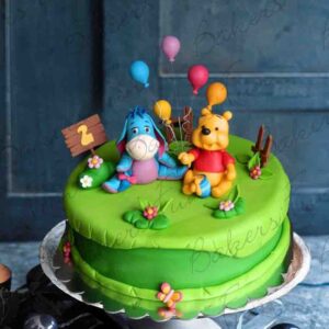 Pooh with Eeyore Birthday Fondant Cake For Kids