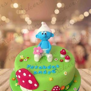 Cute Little Smurf Birthday Fondant Cake