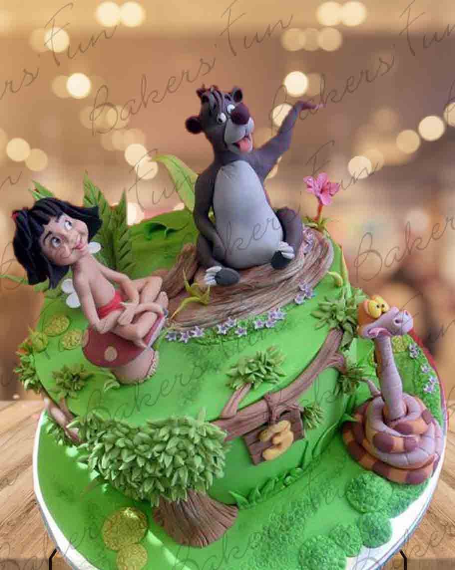 Jungle Book Kids Birthday Fondant Cake - Bakersfun