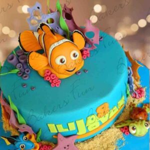 Cute Nemo Birthday Fondant Cake For Kids