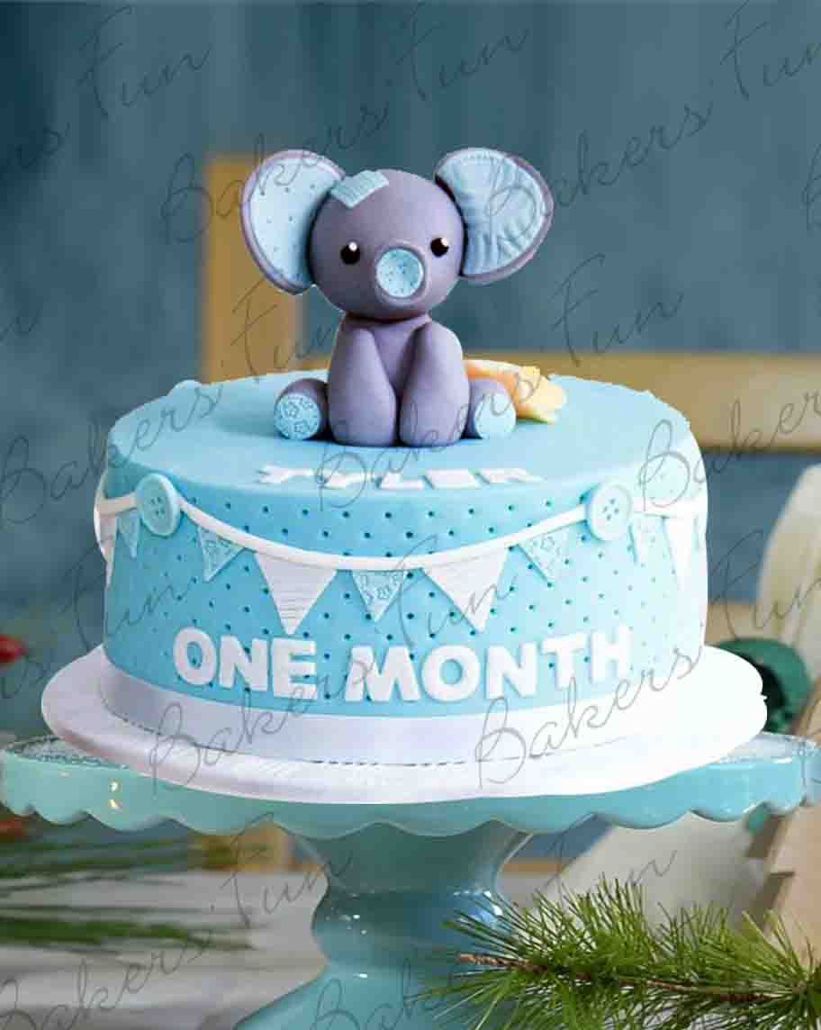 One Month Baby Birthday Fondant Cake - Bakersfun