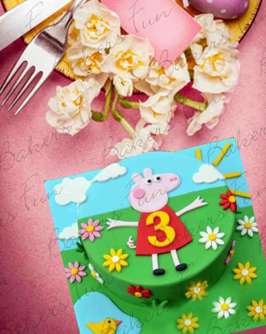 Peppa The Pig Birthday Fondant Cake - Bakersfun