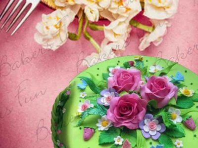 Flower Themed Birthday Fondant Cake