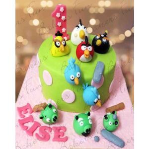 Angry Birds Fantasy Birthday Fondant Cake