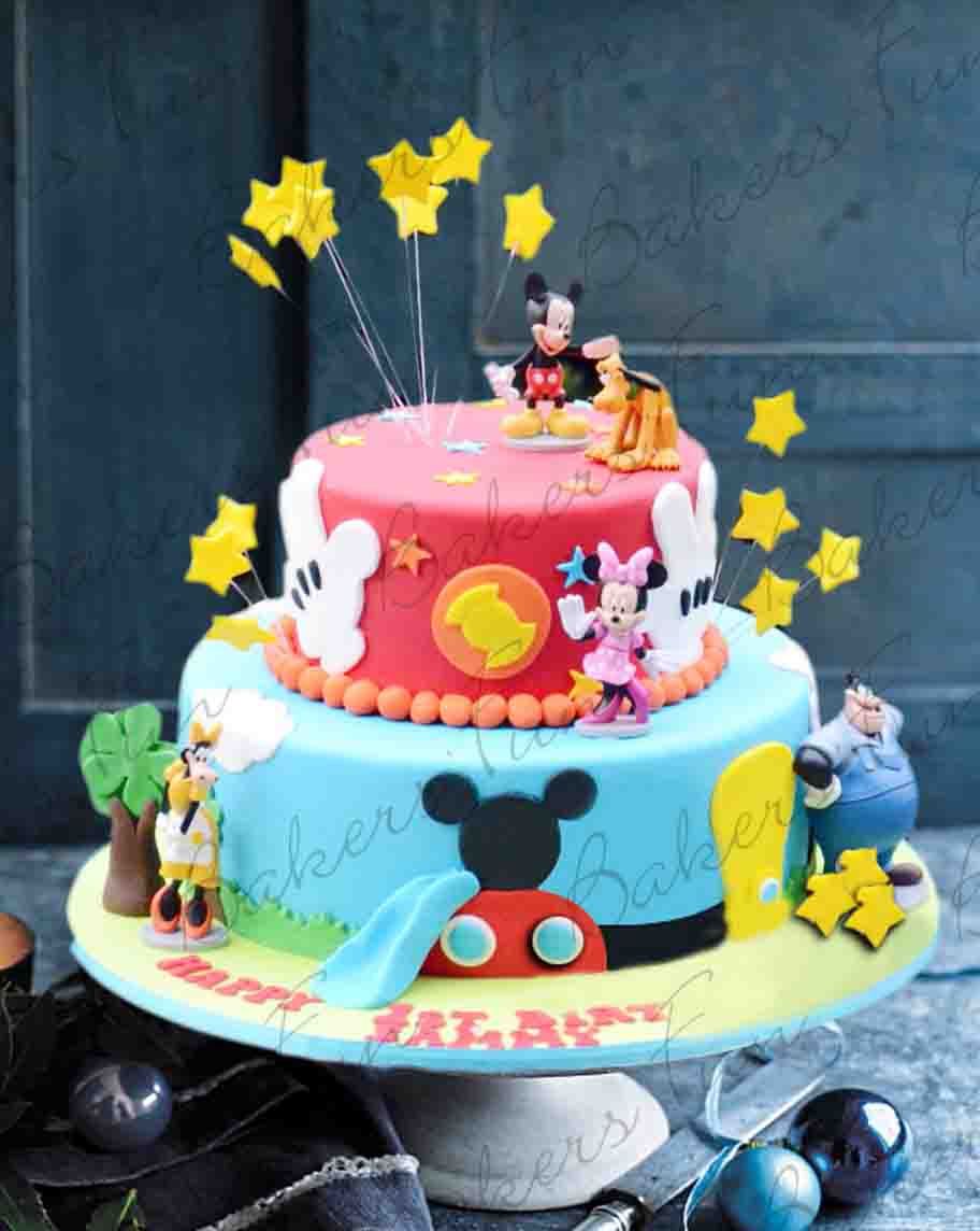 Mickey Mouse Birthday Fondant Cake For Kids - Bakersfun