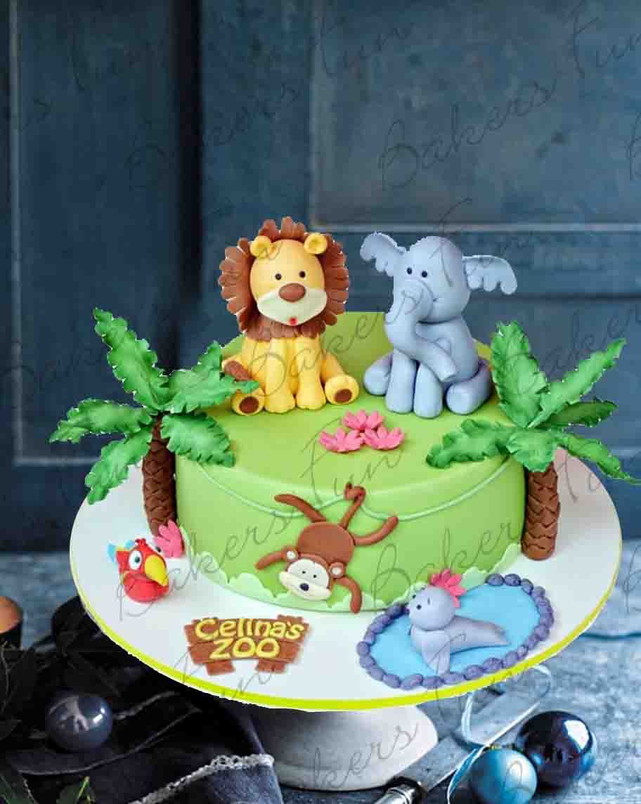 Forest Themed Fondant Cake for Kids - Bakersfun