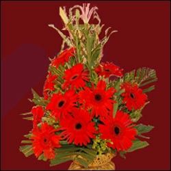 Gorgeous Red Flowers Basket