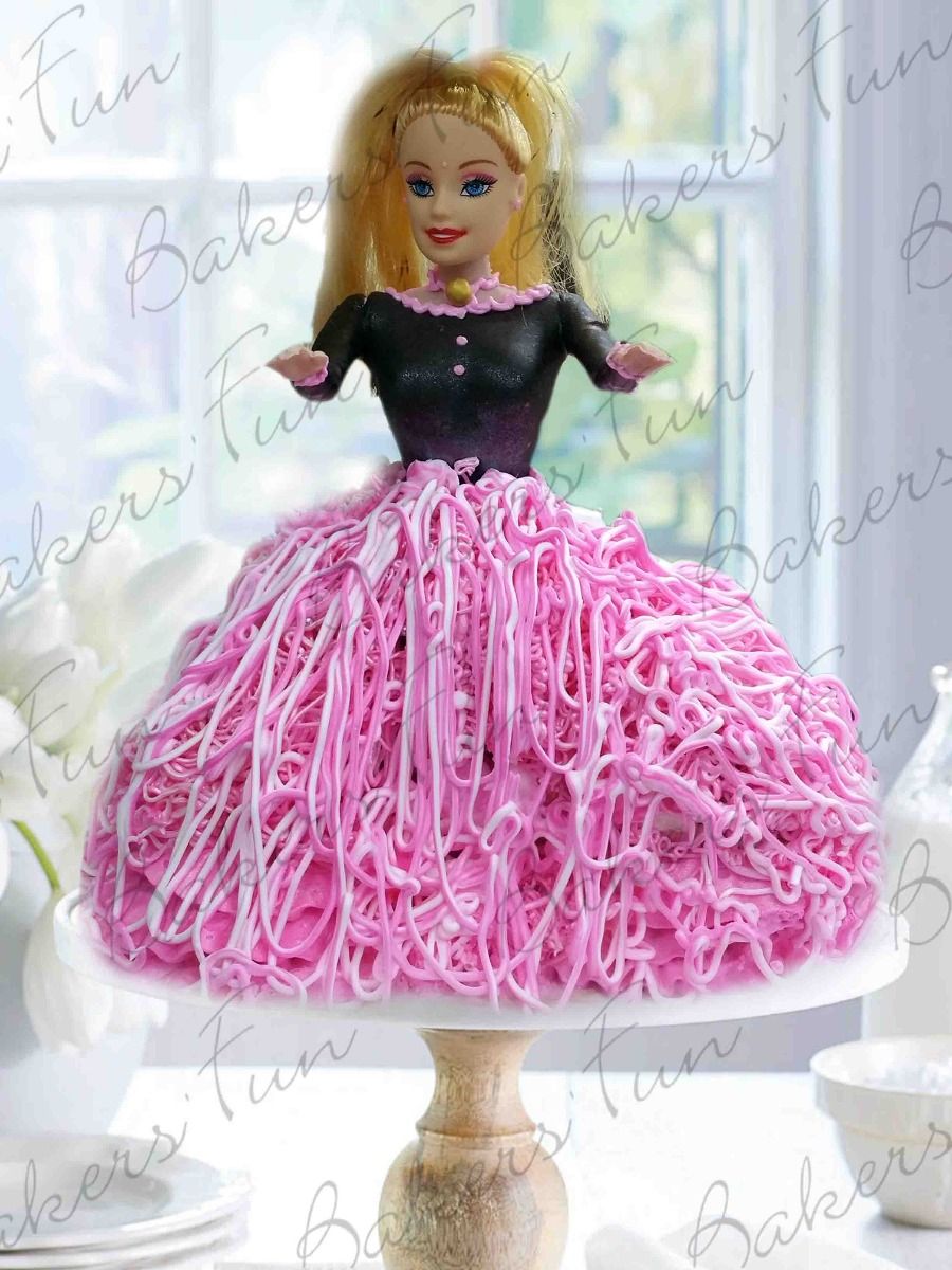 Pink & Black Barbie Cake - Bakersfun