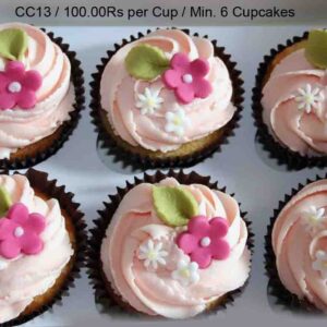 Pink Frost Flower Cupcakes